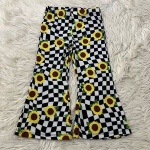 Vintage 90s Rare Editions Sunflower Hippie Bell Bottoms Flare Pants Kids Size 2T